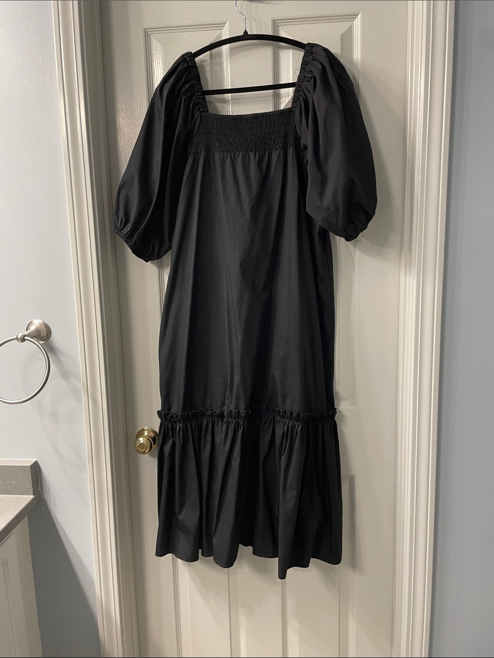 Mud Pie Black Puff-Sleeve Midi Dress